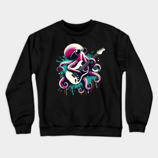 Guitar Cat Novelty Rock Music Band Concert Funny Cat Crewneck Sweatshirt